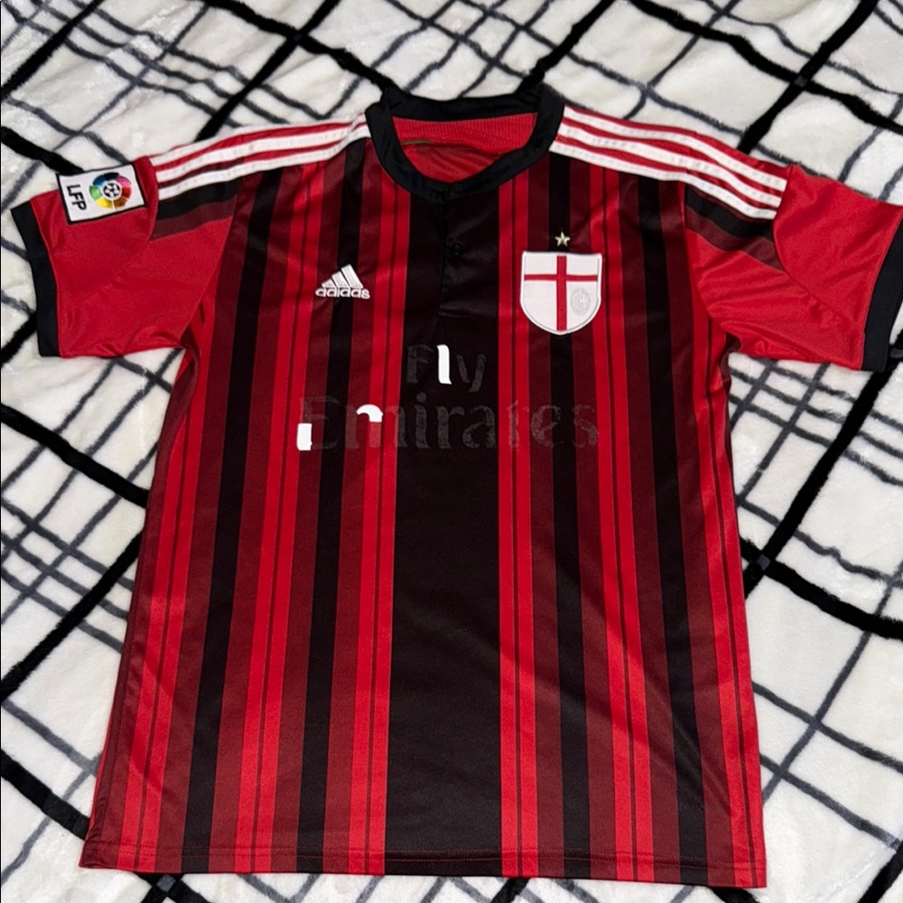 Adidas Red and Black Soccer Jersey with White Accents